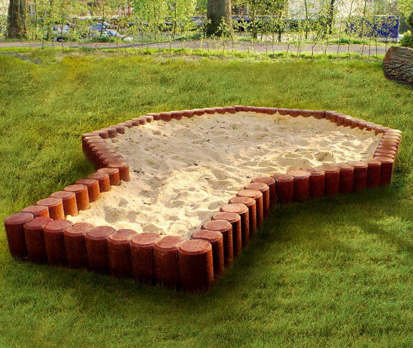 Randabdeckplatte Mauerschutz Gummigranulat Spielbereichen Spielfelder Sandkasten 